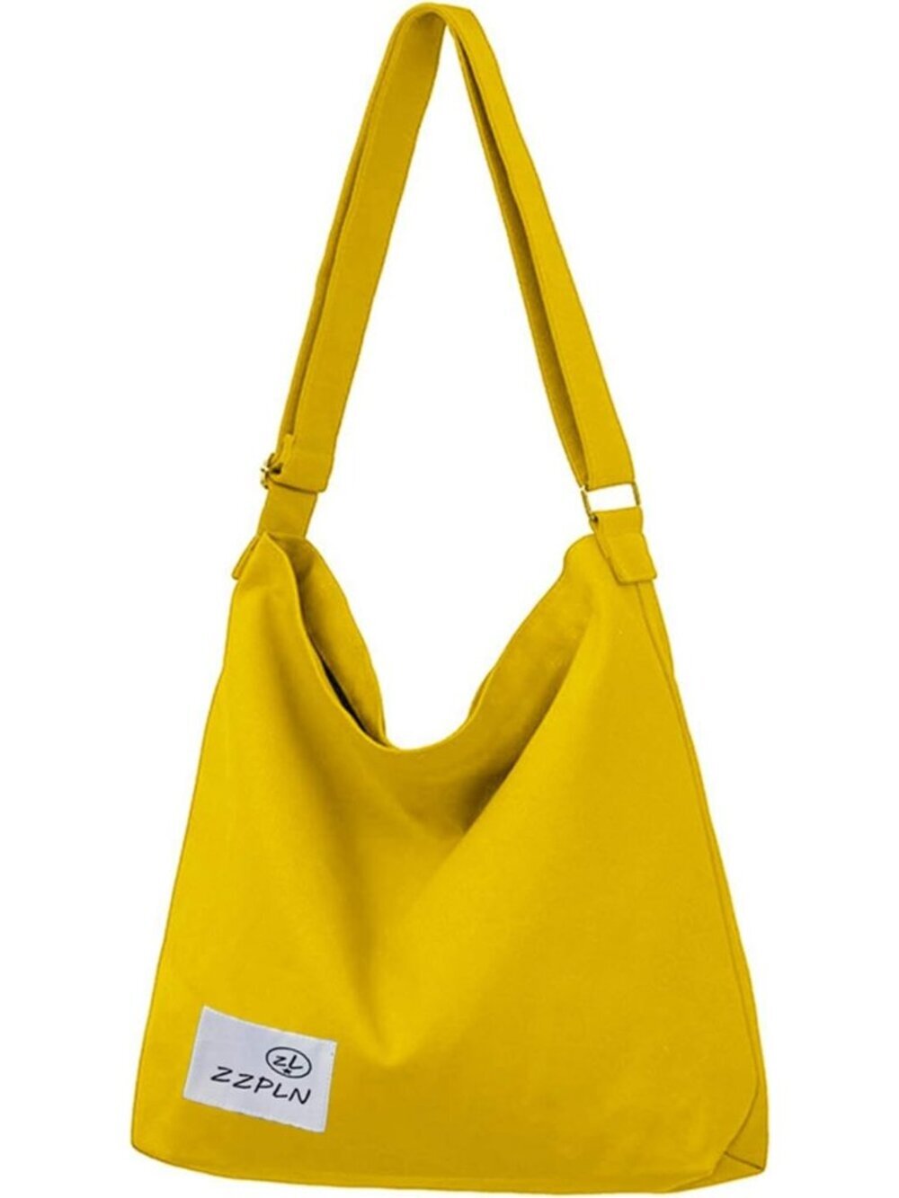 Women's Yellow Canvas Crossbody Bag Casual Lightweight Zipper Shoulder Strap